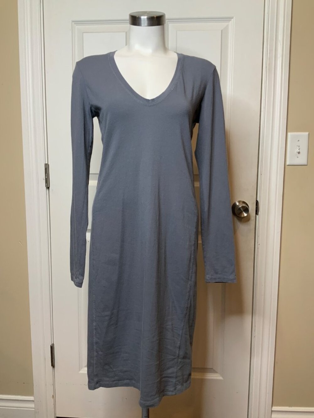 Standard James Perse Gray Long Sleeve T-Shirt Dress, Size Medium (2)